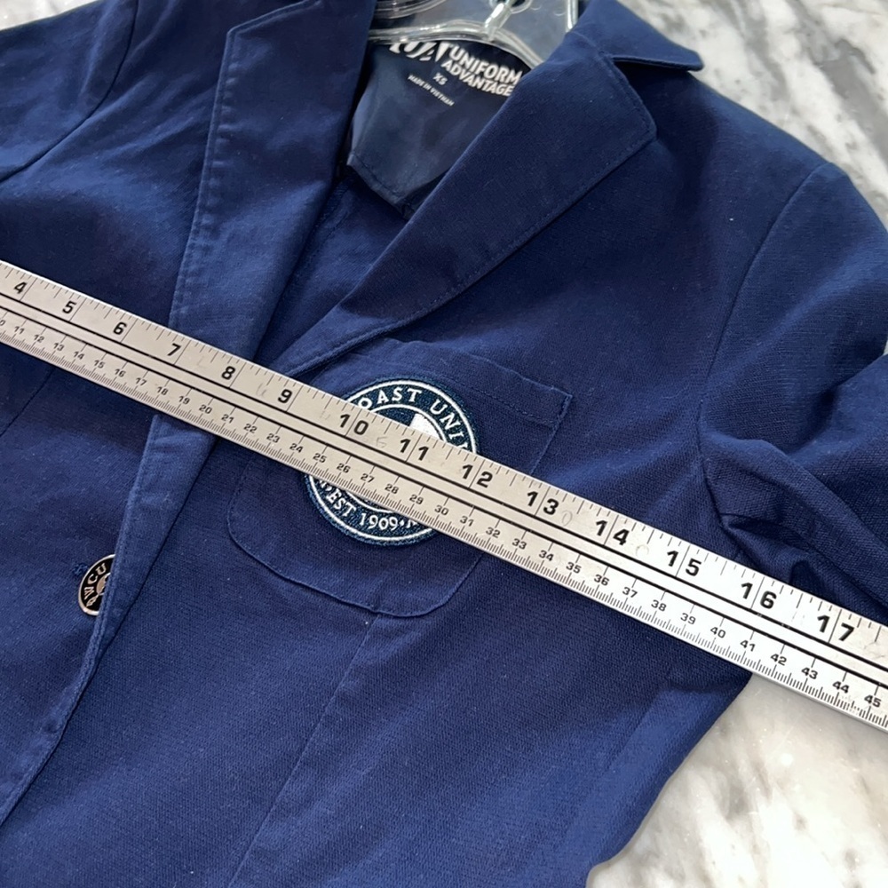 NAVY BLUE Prep School WEST COAST UNIVERSITY Blazer Jacket, Size XS - Picture 7 of 9